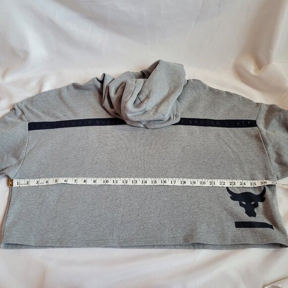 Under Armour Hoodie Project Rock Oversized Cropped Sweatshirt Women's L Gray - Picture 6 of 9